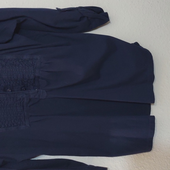 USED CHARTER CLUB 3/4 SLEEVE SHIRT NAVY BLUE SIZE L - Picture 5 of 11